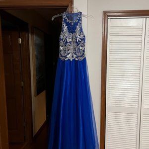Dave & Johnny Gorgeous Blue Sequined Gown Size 1/2